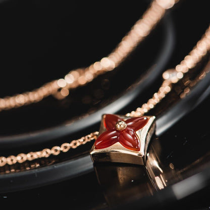 [Stars Jewelry]STAR NECKLACE PINK GOLD 1 DIAMOND