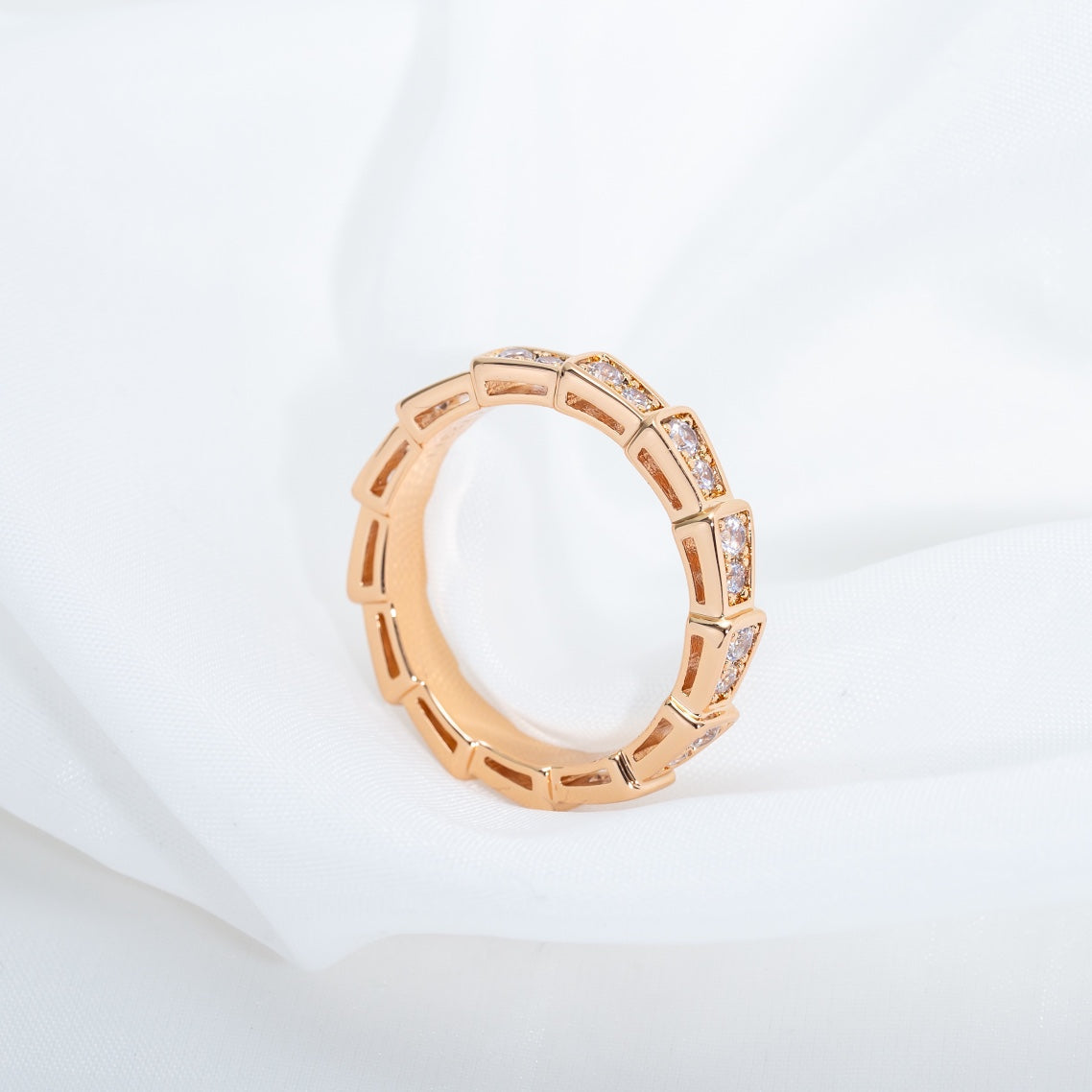 [Stars Jewelry]SERPENTI RING PINK GOLD DIAMOND PAVED 3MM