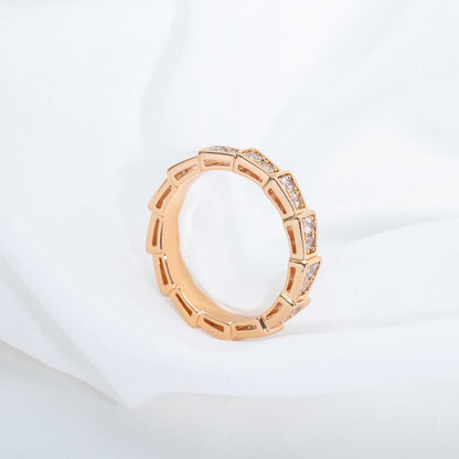 [Stars Jewelry]SERPENTI RING PINK GOLD DIAMOND PAVED 3MM