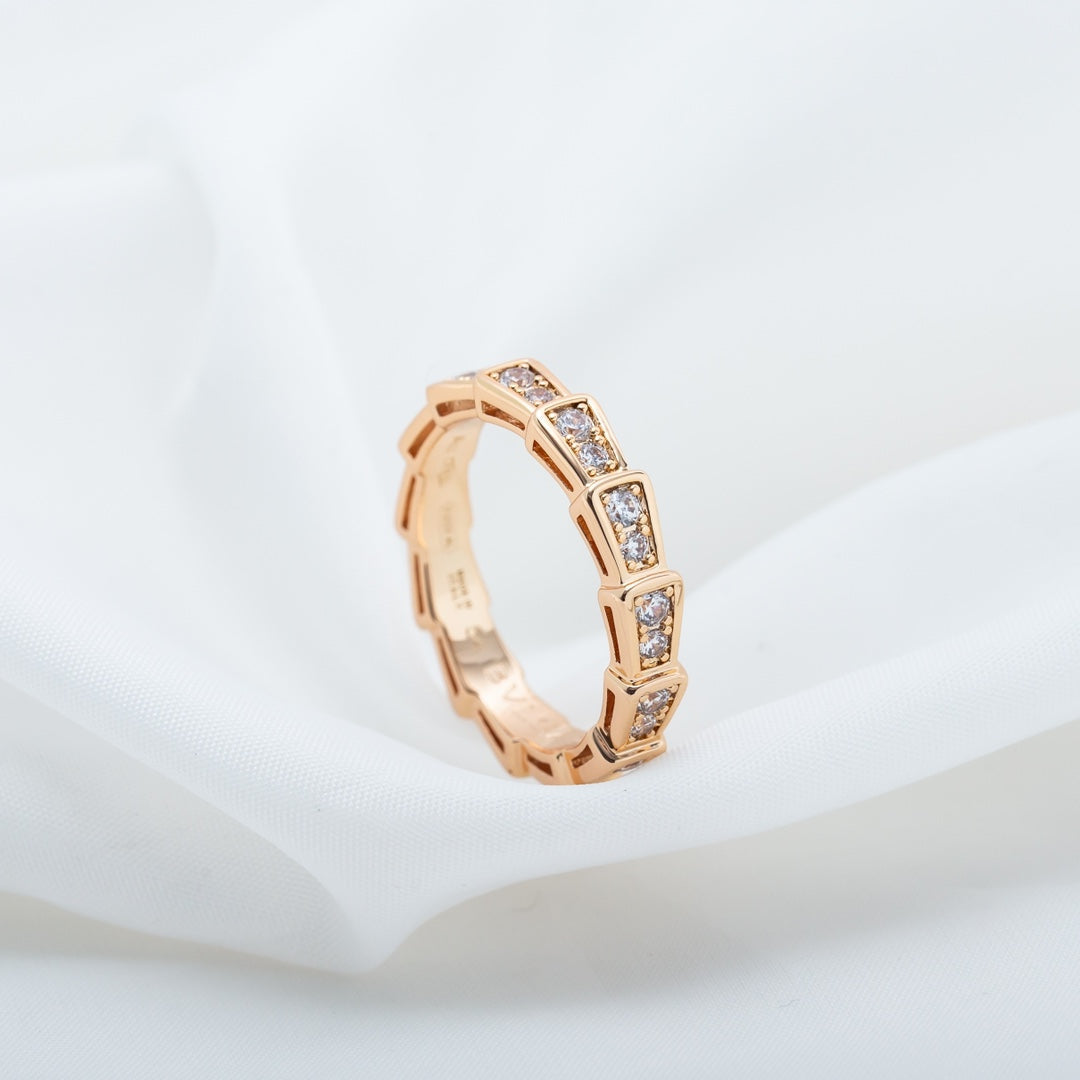 [Stars Jewelry]SERPENTI RING PINK GOLD DIAMOND PAVED 3MM