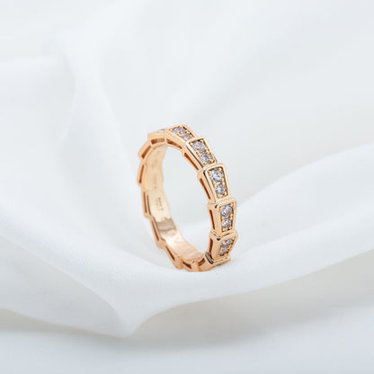 [Stars Jewelry]SERPENTI RING PINK GOLD DIAMOND PAVED 3MM