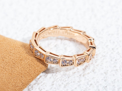 [Stars Jewelry]SERPENTI RING PINK GOLD DIAMOND PAVED 3MM