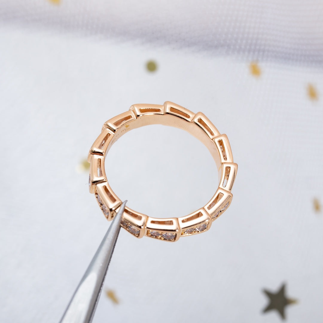 [Stars Jewelry]SERPENTI RING PINK GOLD DIAMOND PAVED 3MM