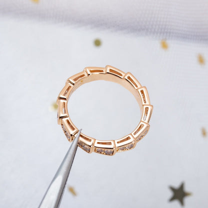 [Stars Jewelry]SERPENTI RING PINK GOLD DIAMOND PAVED 3MM