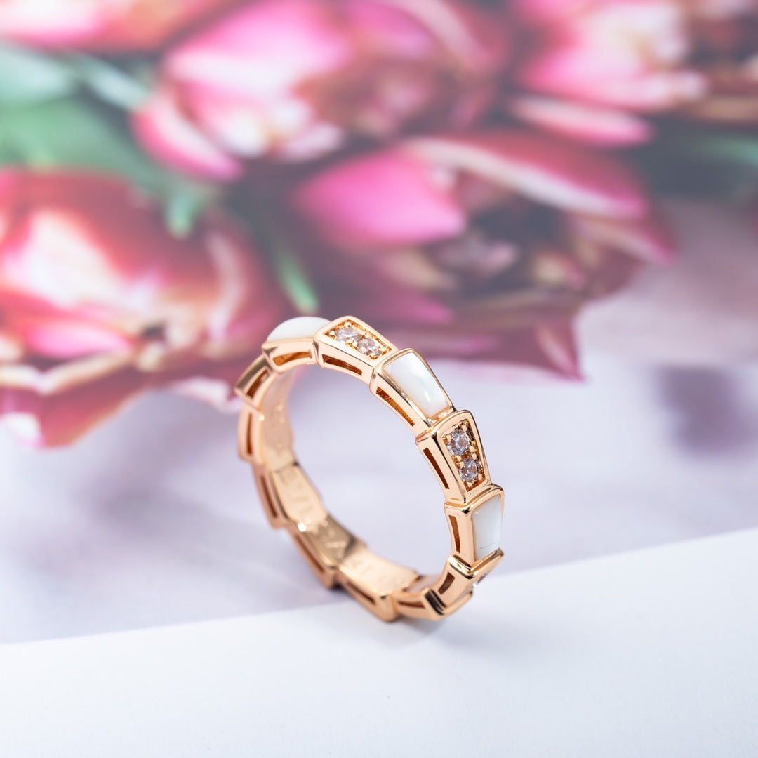 [Stars Jewelry]SERPENTI RING PINK GOLD DIAMOND MOP 3MM