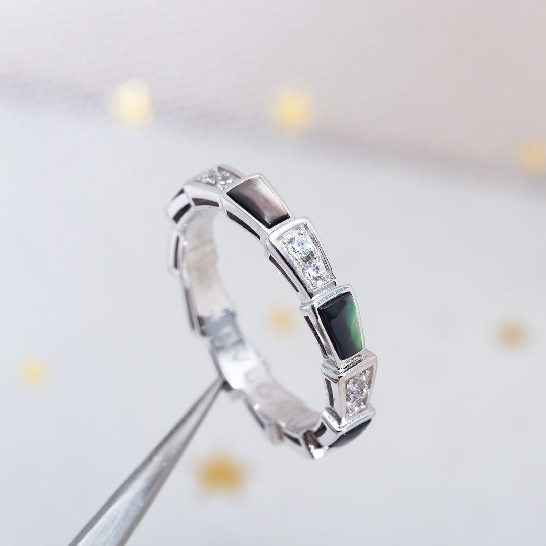 [Stars Jewelry]SERPENTI RING SILVER  DIAMOND BLACK MOP 3MM