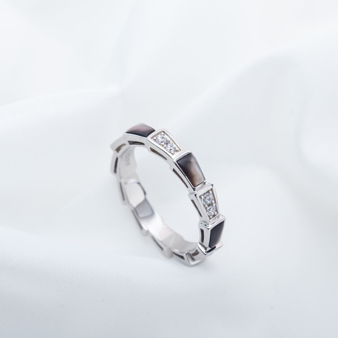 [Stars Jewelry]SERPENTI RING SILVER  DIAMOND BLACK MOP 3MM
