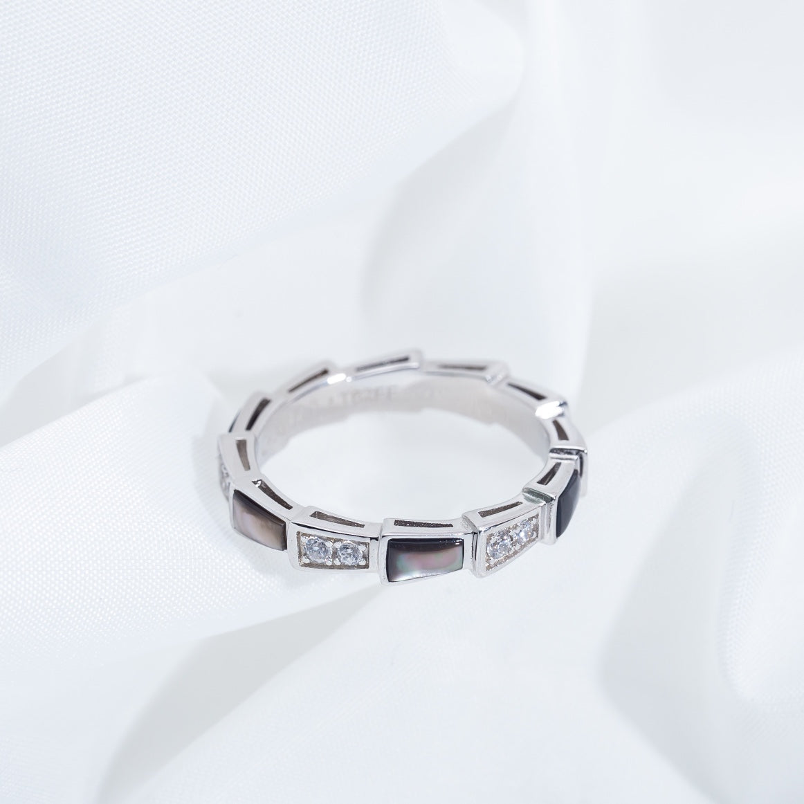 [Stars Jewelry]SERPENTI RING SILVER  DIAMOND BLACK MOP 3MM