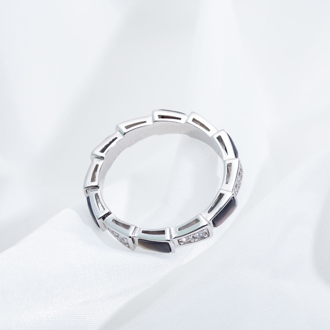[Stars Jewelry]SERPENTI RING SILVER  DIAMOND BLACK MOP 3MM