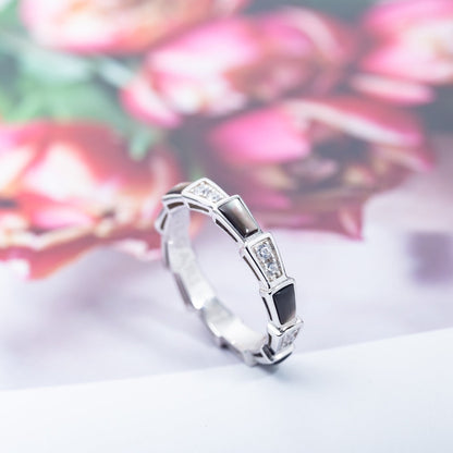 [Stars Jewelry]SERPENTI RING SILVER  DIAMOND BLACK MOP 3MM
