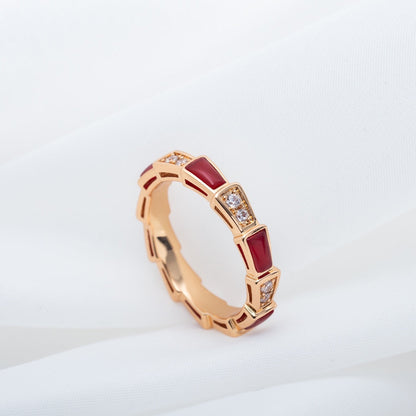 [Stars Jewelry]SERPENTI RING PINK GOLD CARNELIAN DIAMOND 3MM