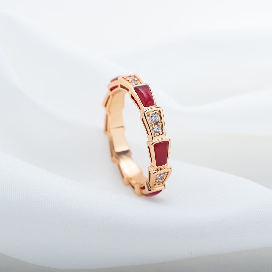 [Stars Jewelry]SERPENTI RING PINK GOLD CARNELIAN DIAMOND 3MM