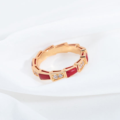 [Stars Jewelry]SERPENTI RING PINK GOLD CARNELIAN DIAMOND 3MM