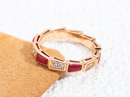 [Stars Jewelry]SERPENTI RING PINK GOLD CARNELIAN DIAMOND 3MM
