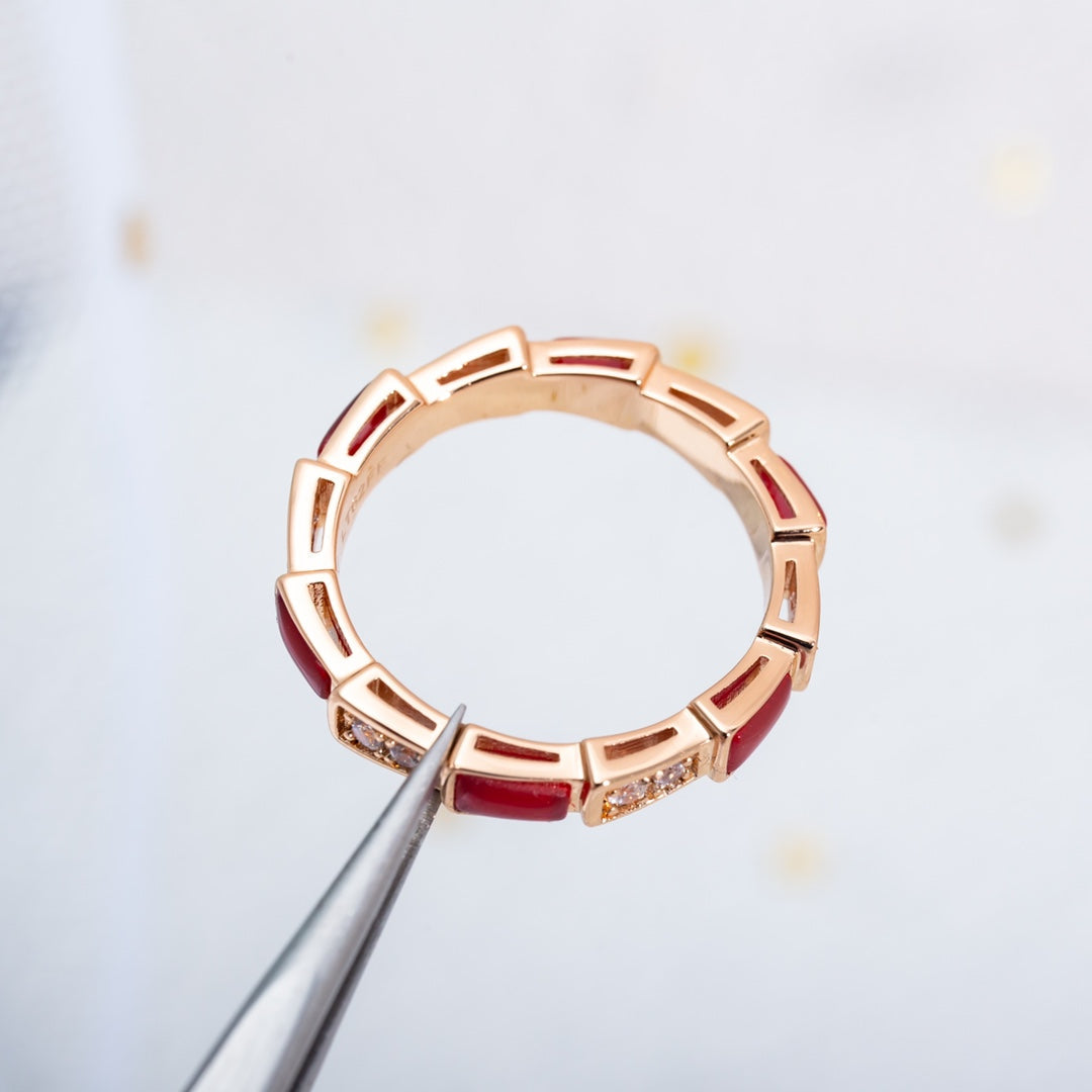 [Stars Jewelry]SERPENTI RING PINK GOLD CARNELIAN DIAMOND 3MM