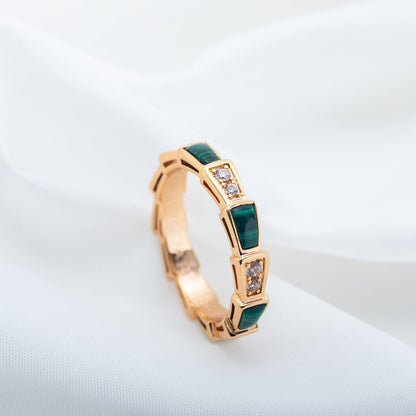 [Stars Jewelry]SERPENTI RING PINK GOLD MALACHITE DIAMOND 3MM