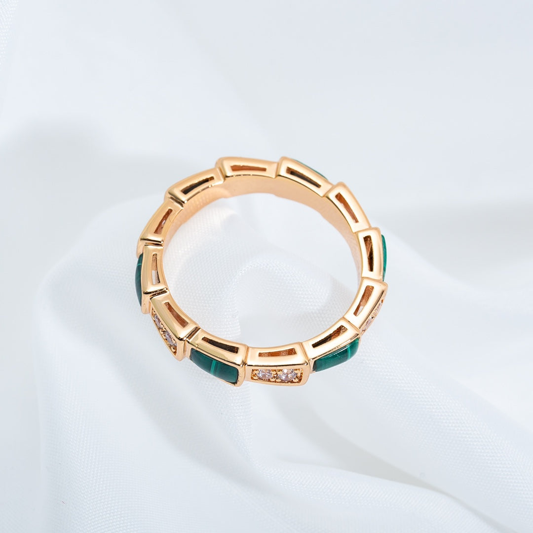 [Stars Jewelry]SERPENTI RING PINK GOLD MALACHITE DIAMOND 3MM