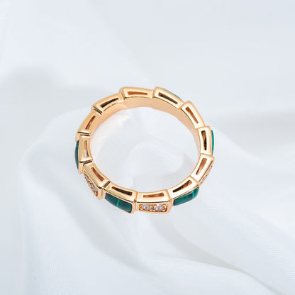 [Stars Jewelry]SERPENTI RING PINK GOLD MALACHITE DIAMOND 3MM