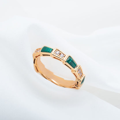 [Stars Jewelry]SERPENTI RING PINK GOLD MALACHITE DIAMOND 3MM