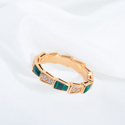 [Stars Jewelry]SERPENTI RING PINK GOLD MALACHITE DIAMOND 3MM