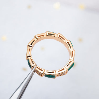 [Stars Jewelry]SERPENTI RING PINK GOLD MALACHITE DIAMOND 3MM