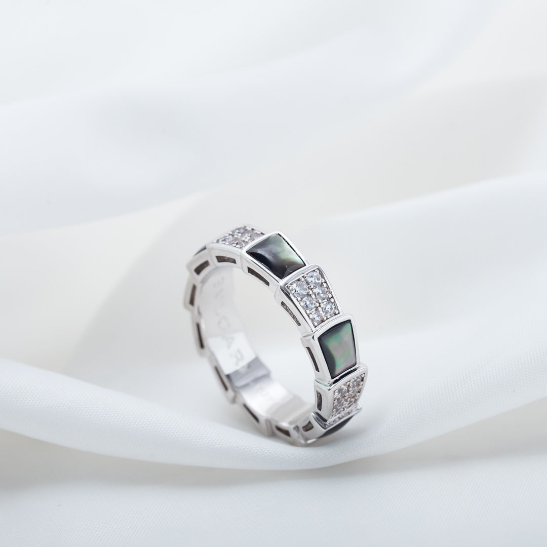 [Stars Jewelry]SERPENTI RING SILVER DIAMOND BLACK MOP 4MM