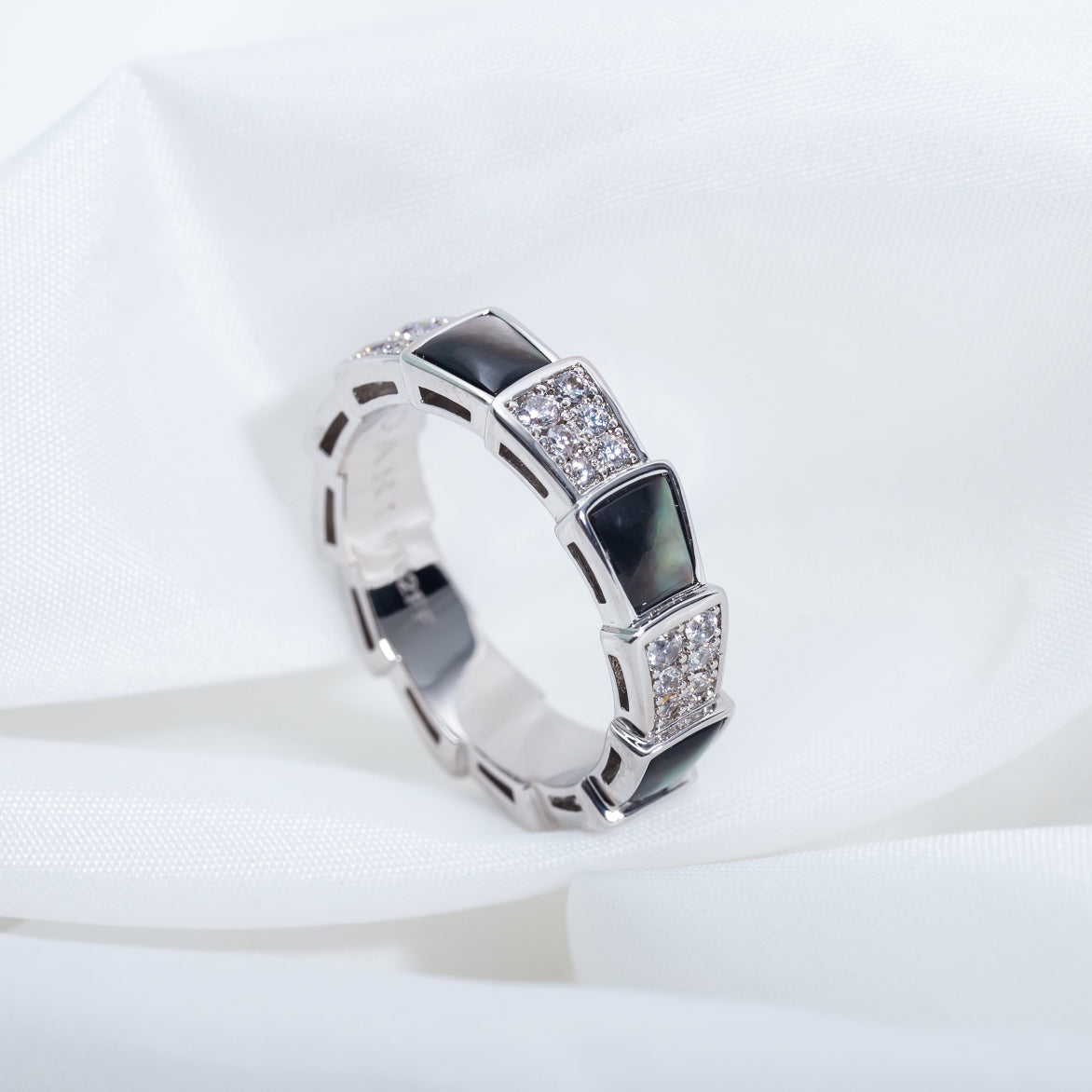 [Stars Jewelry]SERPENTI RING SILVER DIAMOND BLACK MOP 4MM