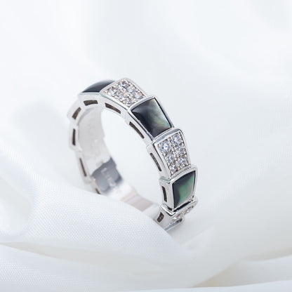 [Stars Jewelry]SERPENTI RING SILVER DIAMOND BLACK MOP 4MM