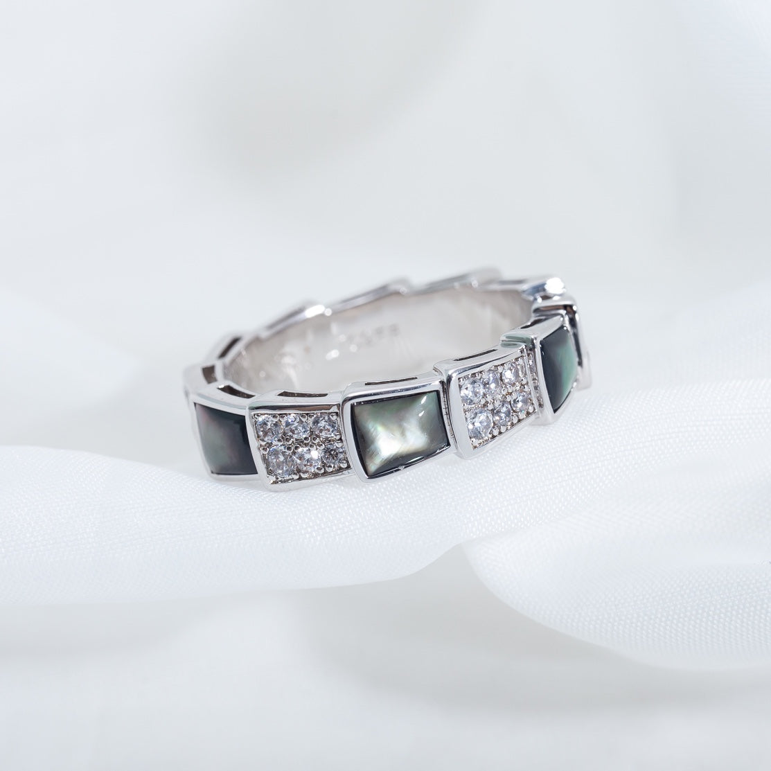 [Stars Jewelry]SERPENTI RING SILVER DIAMOND BLACK MOP 4MM