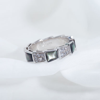 [Stars Jewelry]SERPENTI RING SILVER DIAMOND BLACK MOP 4MM