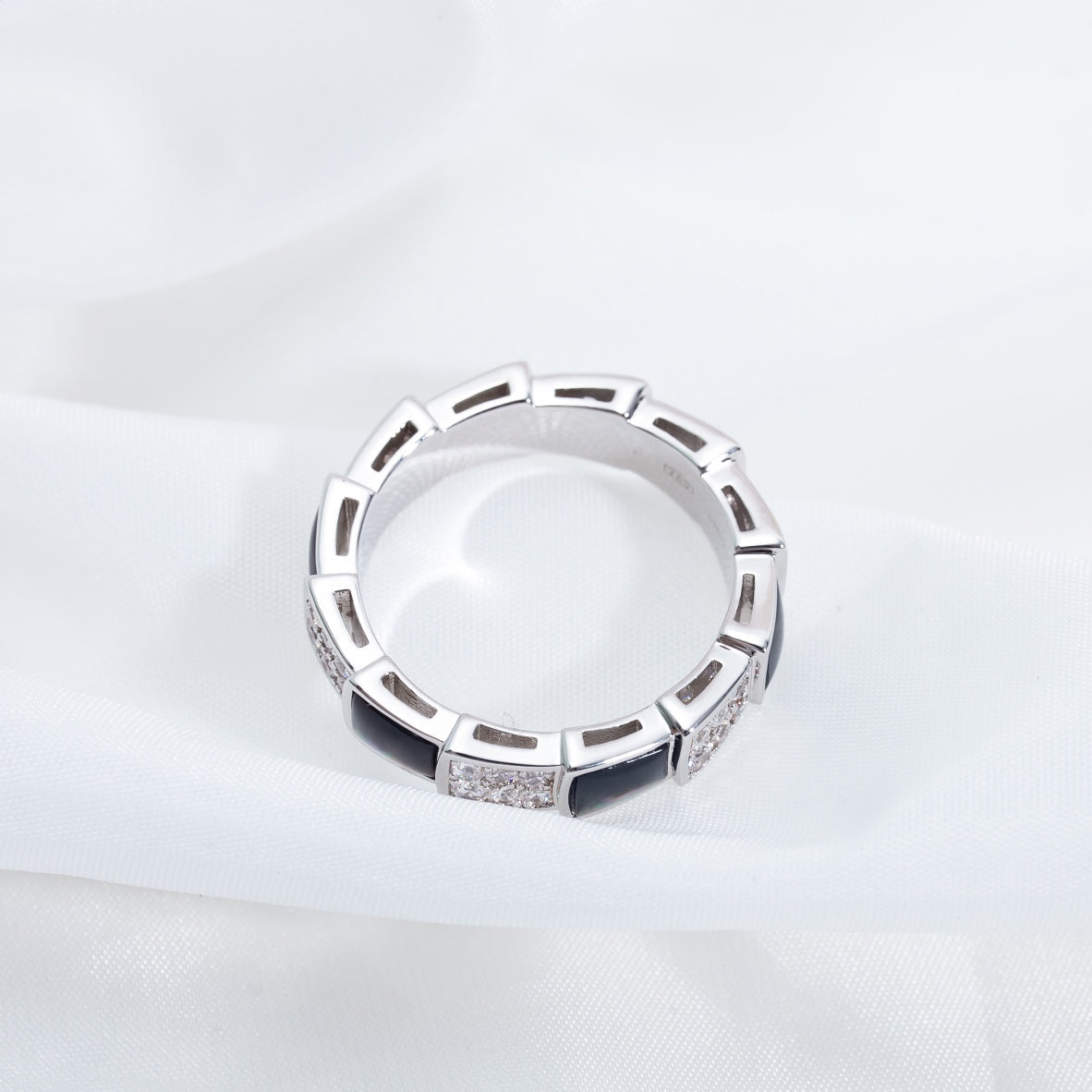 [Stars Jewelry]SERPENTI RING SILVER DIAMOND BLACK MOP 4MM