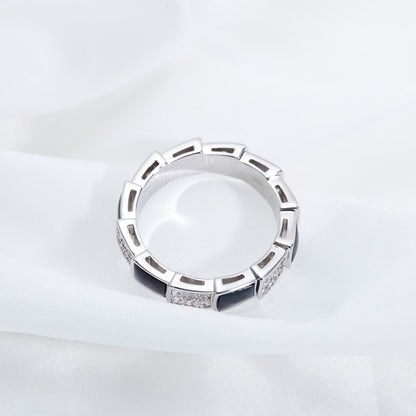 [Stars Jewelry]SERPENTI RING SILVER DIAMOND BLACK MOP 4MM