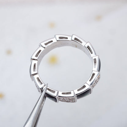 [Stars Jewelry]SERPENTI RING SILVER DIAMOND BLACK MOP 4MM