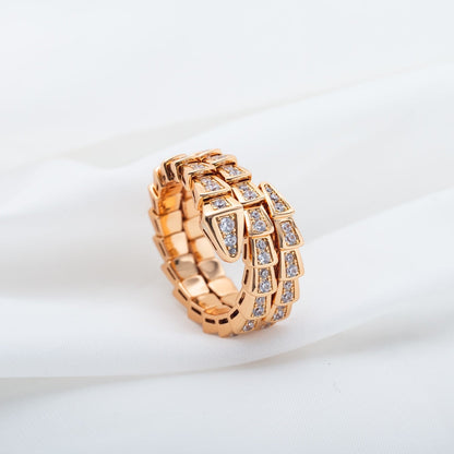 [Stars Jewelry]SERPENTI RING PINK GOLD DIAMOND DOUBLE ROW