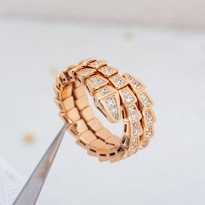 [Stars Jewelry]SERPENTI RING PINK GOLD DIAMOND DOUBLE ROW