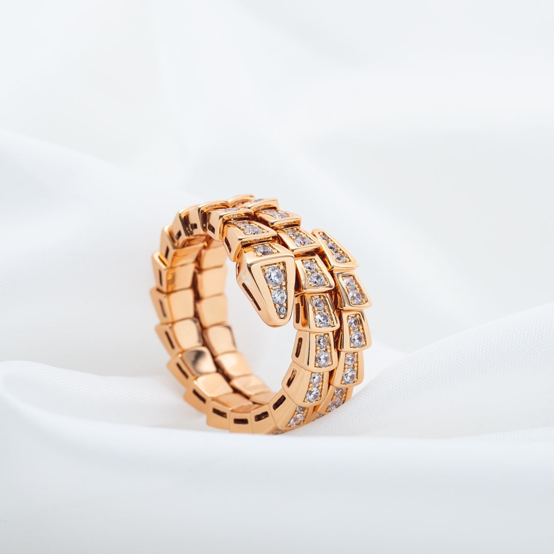 [Stars Jewelry]SERPENTI RING PINK GOLD DIAMOND DOUBLE ROW
