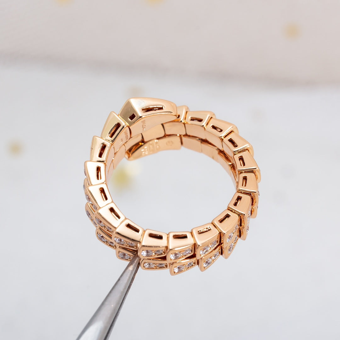 [Stars Jewelry]SERPENTI RING PINK GOLD DIAMOND DOUBLE ROW