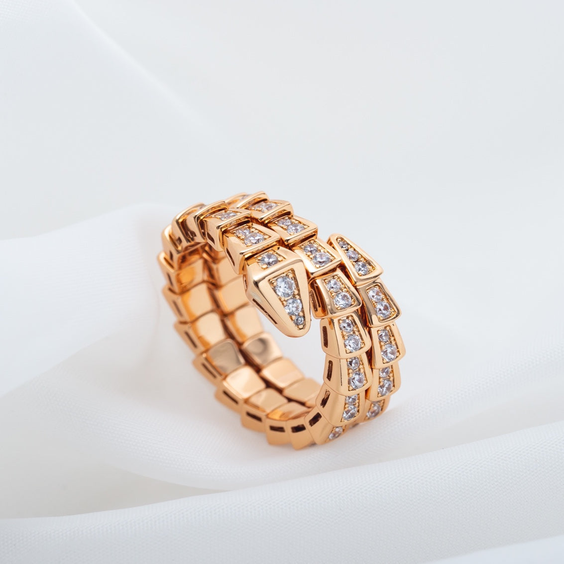 [Stars Jewelry]SERPENTI RING PINK GOLD DIAMOND DOUBLE ROW