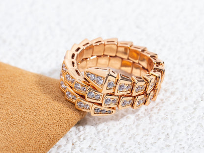[Stars Jewelry]SERPENTI RING PINK GOLD DIAMOND DOUBLE ROW