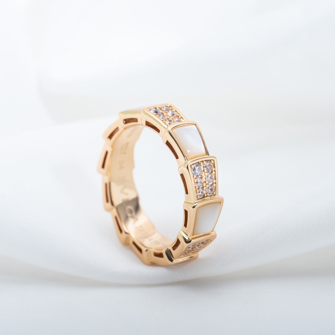 [Stars Jewelry]SERPENTI RING PINK GOLD MOP DIAMOND PAVED 4MM