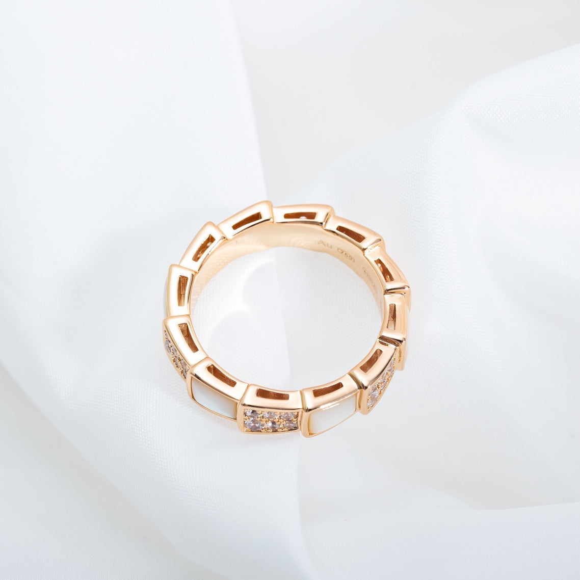 [Stars Jewelry]SERPENTI RING PINK GOLD MOP DIAMOND PAVED 4MM