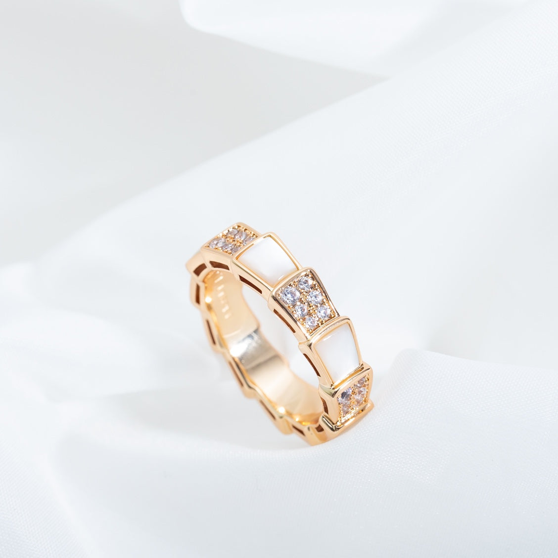 [Stars Jewelry]SERPENTI RING PINK GOLD MOP DIAMOND PAVED 4MM