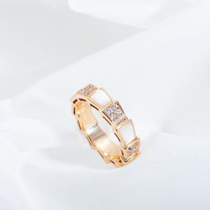 [Stars Jewelry]SERPENTI RING PINK GOLD MOP DIAMOND PAVED 4MM