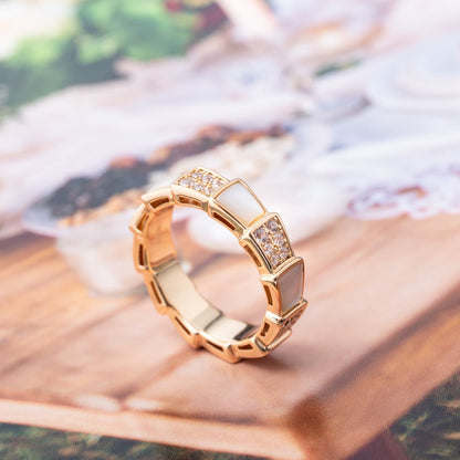 [Stars Jewelry]SERPENTI RING PINK GOLD MOP DIAMOND PAVED 4MM