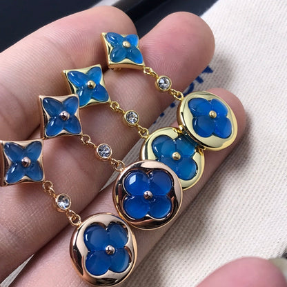[Stars Jewelry]STAR AND SUN AGATE DIAMOND EARRINGS