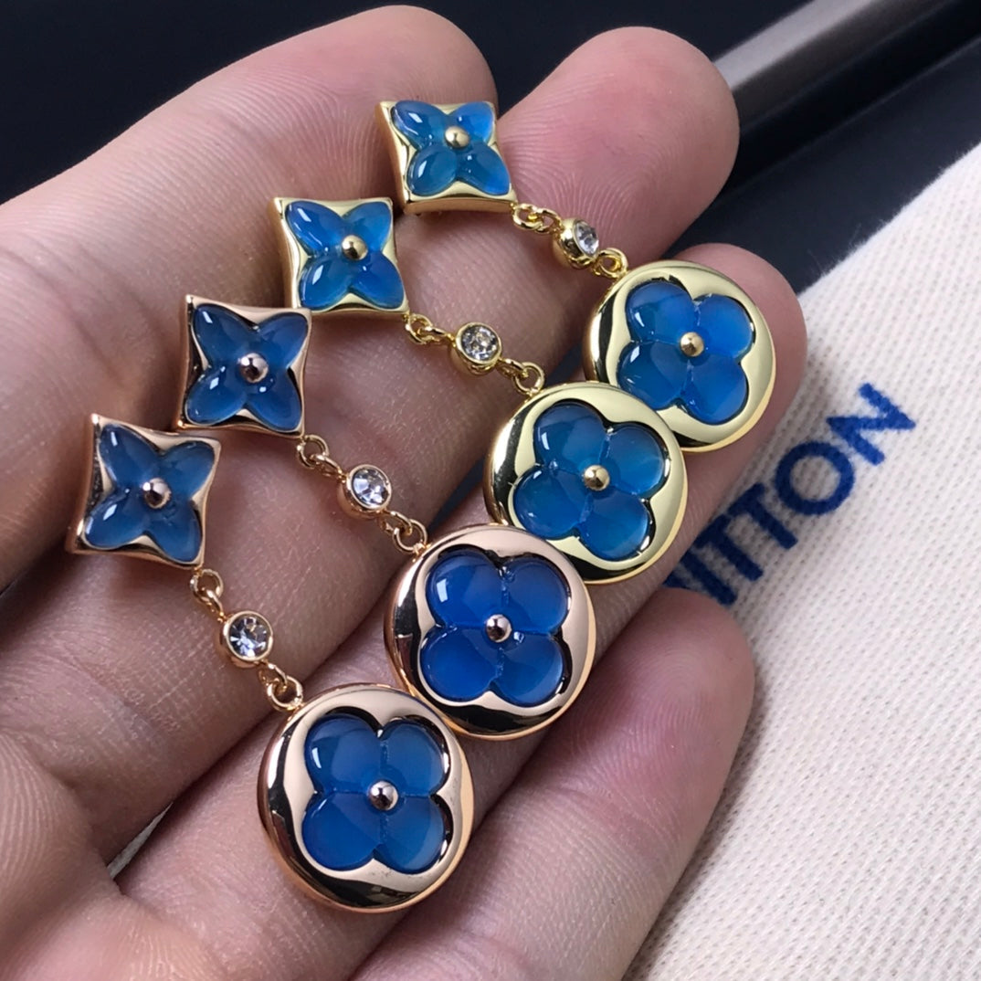 [Stars Jewelry]STAR AND SUN AGATE DIAMOND EARRINGS