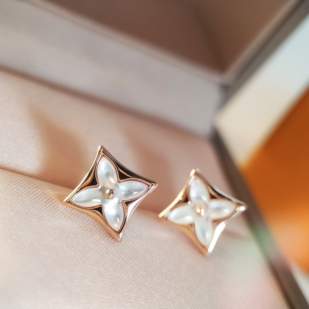 [Stars Jewelry]STAR MOP PINK GOLD EARRINGS