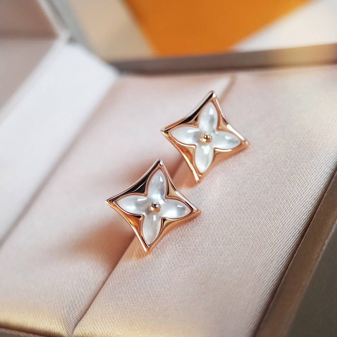 [Stars Jewelry]STAR MOP PINK GOLD EARRINGS