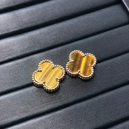 [Stars Jewelry]CLOVER MEDIUM 1 MOTIFS TIGER EYE EARRINGS