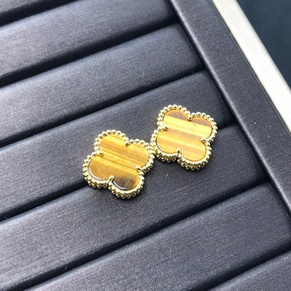 [Stars Jewelry]CLOVER MEDIUM 1 MOTIFS TIGER EYE EARRINGS